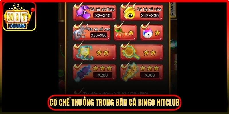 Cơ chế thưởng trong bắn cá Bingo Hitclub